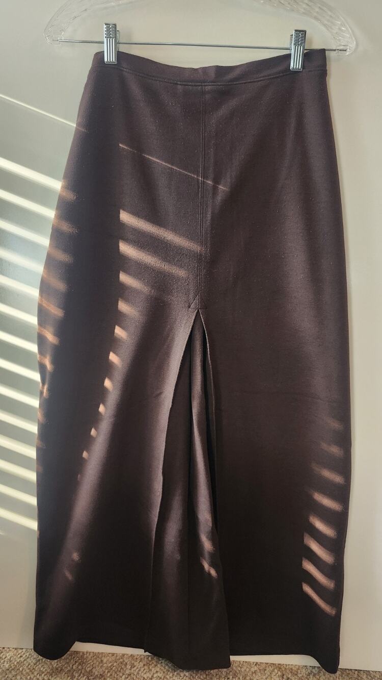 Vintage Eddie Bauer Chocolate Brown Inverted Pleat Midi Skirt Medium #314